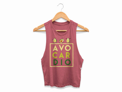 Avocardio Shirt Womens Funny Avocado Cropped Racerback Tank Avacado Lover Crop Top Vegan Keto Gift