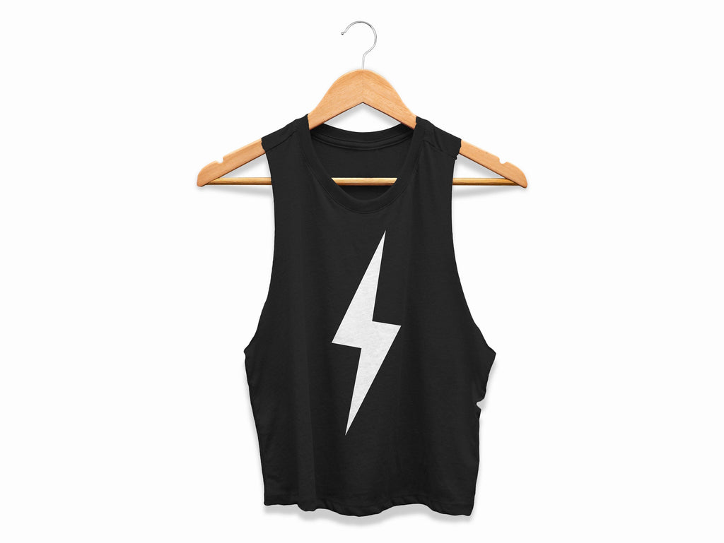 Lightning Bolt Gym Crop Tops Womens Workout Training Tank Ladies Cropp–  Obsessed Merch