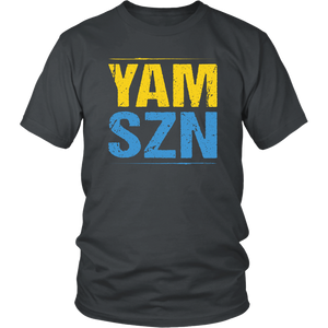 YAM SZN Workout Shirt It's Yam Season Unisex T-Shirt Mens Womens Coach Challenge Group Gift | Yellow / Blue Edition