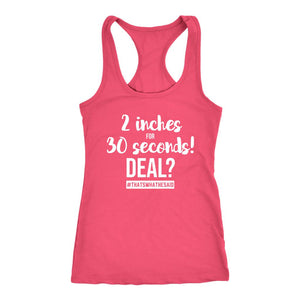 Triple Bear Workout Tank, 2 Inches For 30 Seconds #thatswhathesaid innuendo joke, Womens Racerback Shirt #Joelism