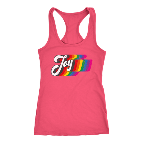 Image of JOY Rainbow Tank Womens Find the Joy colorful Warn Look Workout Shirt Ladies Dance Coach Gift Top