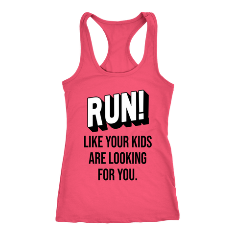Image of Mom Running Shirt Women's Run Like Your Kids Are Looking For You Tank Top Funny Runner Mom Life Gift