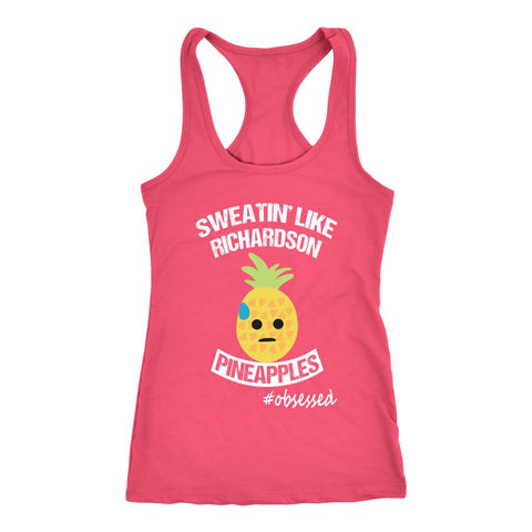 Image of Sweat Like Richardson, Emoji Pineapple Womens Coach Workout Tank, Ladies Fitness Shirt - Obsessed Merch