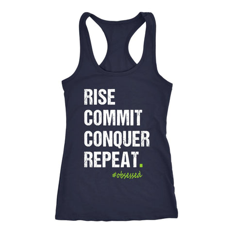 Image of T:20 Women's Rise Commit Conquer Repeat Racerback Tank Top - Obsessed Merch