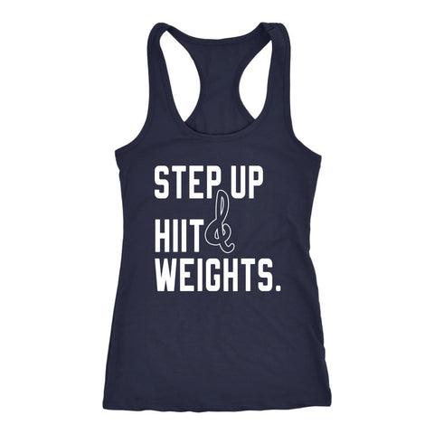 Image of Step Up And Hiit Weights Hybrid Calendar Womens Workout Tank Top, Coach Gift for Girls Who Lift - Obsessed Merch