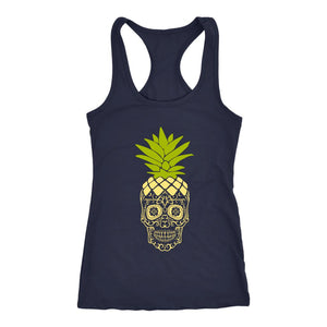 Pineapple Sugarskull Tank, Womens Safe Word Pineapple x Day of the Dead Sugar Skull Shirt, Ladies Coach Gift - Obsessed Merch