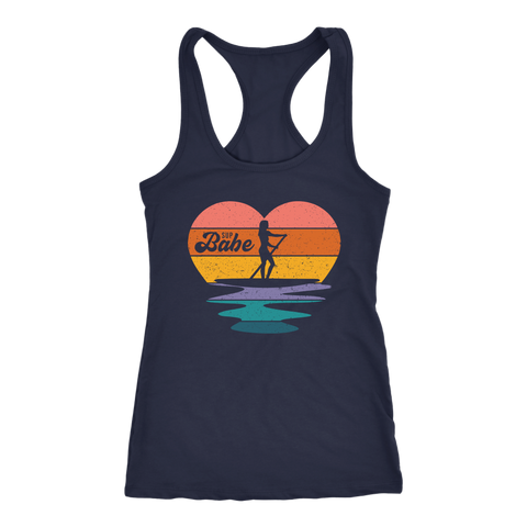 Image of Paddleboard Tank Womens SUP Babe Stand Up Paddle Boarding Love Heart Sunset Shirt Ladies Girls Paddleboarding Gifts