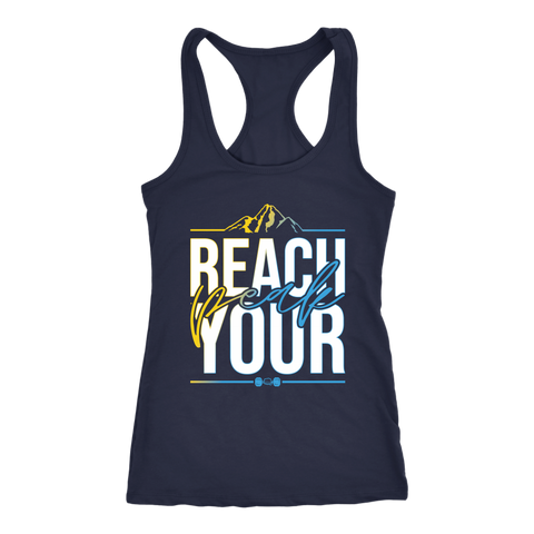 Image of REACH YOUR PEAK Womens Workout Tank 645 Inspired Motivational Shirt Ladies Coach Challenger Group Gift