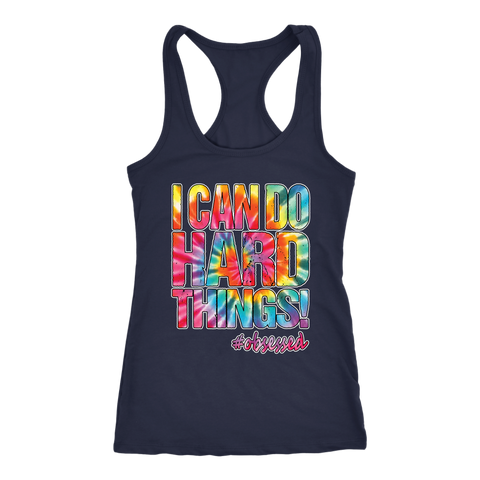 Image of I Can Do Hard Things Workout Tank Motivational Fitness Shirt for Women Pink Tie Dye Design #Obsessed