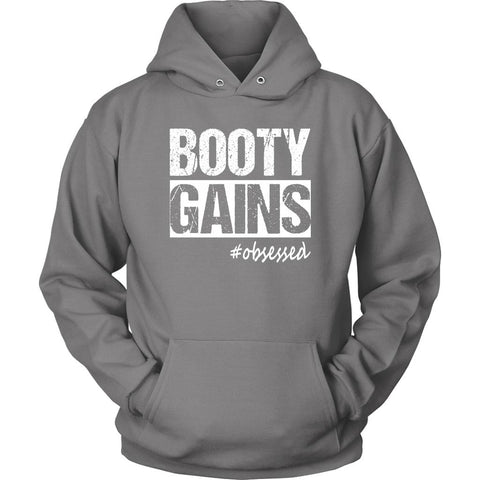 Image of Booty Gains Hoodie, Butt Workout Hooded Sweatshirt Womens Mens Unisex, Squat Lover Coach Gift