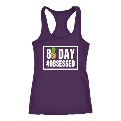 Image of 80 Day #Obsessed Womens Pineapple Edition with Finished Strong AF on back - Racerback Tank Top