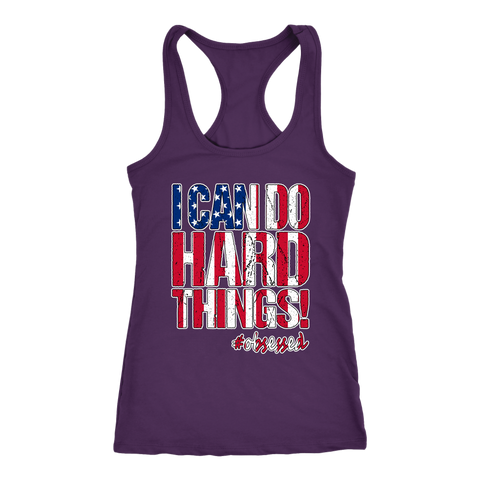 Image of I Can Do Hard Things USA Flag Womens Workout Tank Ladies Patriotic Running Fitness Motivational Quote Shirt