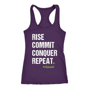 T:20 Women's Rise Commit Conquer Repeat Racerback Tank Top - Obsessed Merch