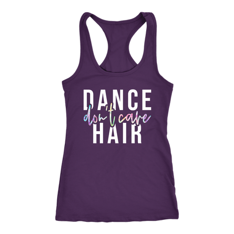 Image of Dance Hair Don't Care Workout Tank Womens Dancing Shirt Lady Dancer Colorful Tie Dye Text Coach Gift