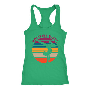 Yoga Handstand Tank Top Womens Positive Vibes Silhouette Racerback Workout Shirt