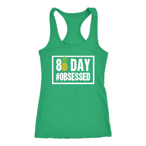 Image of 80 Day #Obsessed Womens Pineapple Edition with Finished Strong AF on back - Racerback Tank Top