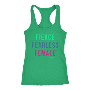 Fierce Fearless Female Distressed Women's Racerback Tank Top - Retro Edition - Obsessed Merch