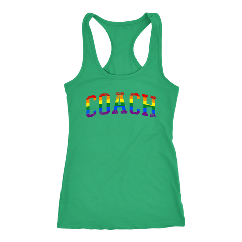Image of Gay COACH Tank Womens LGBTQ Pride Workout Shirt Ladies Coaching Gift