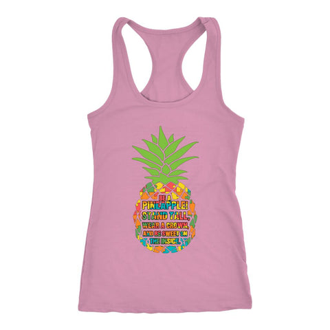 Image of Pineapple Autism Awareness Tank, Womens Workout Shirt, Autistic Support Pineapples Top - Obsessed Merch