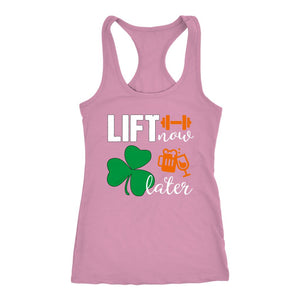 Lift Now, Shamrock Later Womens St Patricks Tanks, Irish Workout Shirt for Girls who Lift - Obsessed Merch